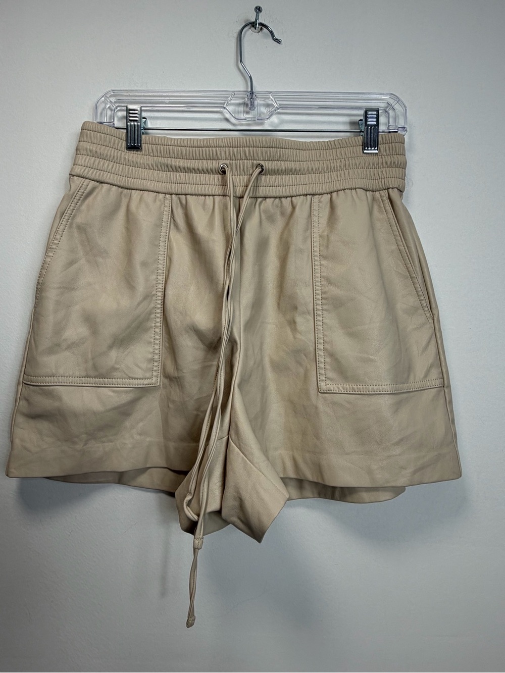 Express Beige High-Waist Drawstring Shorts